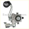 Silver metallic power steering pump with black rubber hose and threaded fittings for infiniti fx35 and fx45