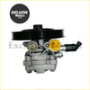 Silver metallic power steering pump with black pulley and yellow accent for Suzuki Escudo and Grand Vitara