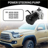 Black and silver power steering pump with metallic fittings and attached hose for Toyota Tacoma 4Runner 1997 to 2001