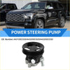 Black power steering pump with ribbed pulley and metallic fittings for Toyota Sequoia Tundra 2001-2023
