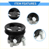 Black power steering pump pulley with ribbed belt surface and silver fluid ports for toyota sequoia tundra 2001-2023