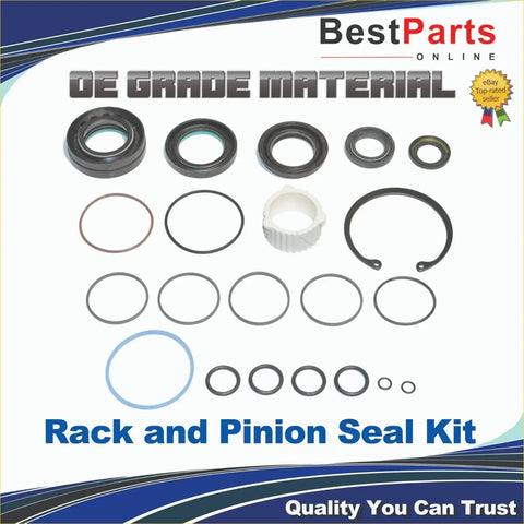 Black and white rubber seals rings and metal retaining ring in power steering rack and pinion seal kit for ford f150 2009 2010