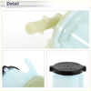 Light blue plastic power steering reservoir for toyota rav4 2001-2005 with black cap and beige tubing connectors