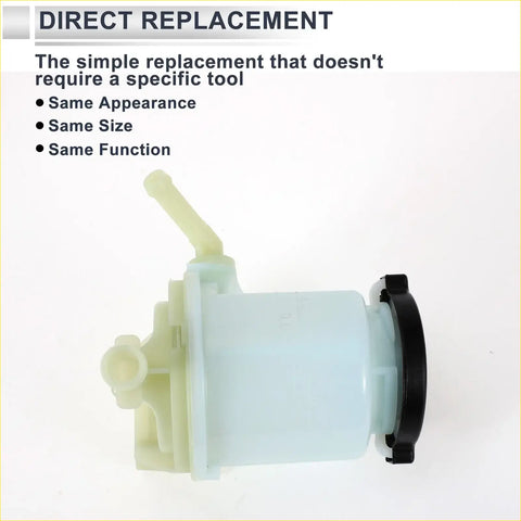 Light blue translucent plastic fuel filter with black rubber seal and beige fittings for toyota sienna power steering reservoir