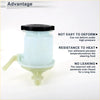 Translucent light blue plastic power steering reservoir with black cap and yellow green base for toyota sienna 2004-2009