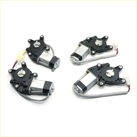 Four black and silver electric power window regulator motors with wiring for mitsubishi libero wagon 1992-2003