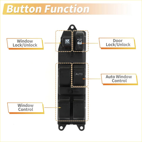 Black plastic power window switch for toyota hilux 2004-2009 with window lock unlock and door lock buttons