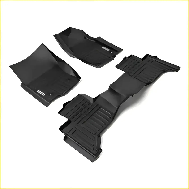 Black rubber premium toyota landcruiser prado j250 2024+ floor mats with textured molded design for grip and protection