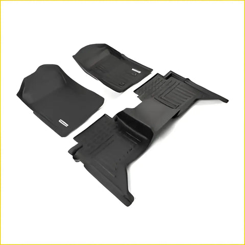 Black rubber premium volkswagen amarok deep dish floor mats with textured molded design for all-weather grip and protection