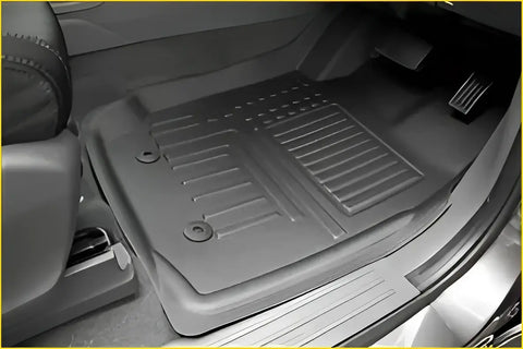 Black rubber premium volkswagen amarok deep dish all-weather floor liner with ribbed texture and reinforced edges