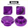Purple aluminum alloy gas engine oil filler cap with rubber seal for toyota rav4 shown from the back side
