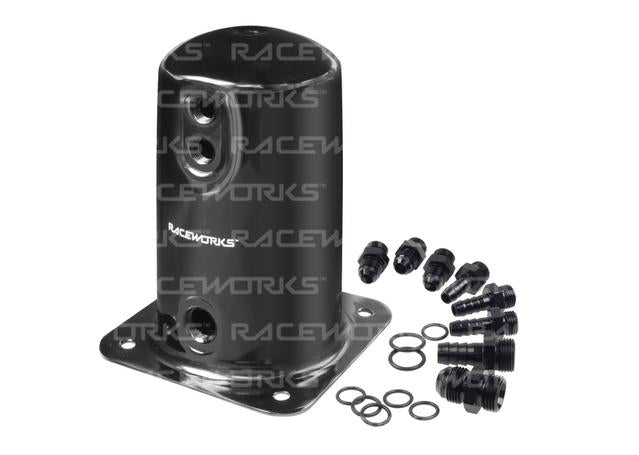 Raceworks 1.5L Surge Tank An-8 Single Outlet Black