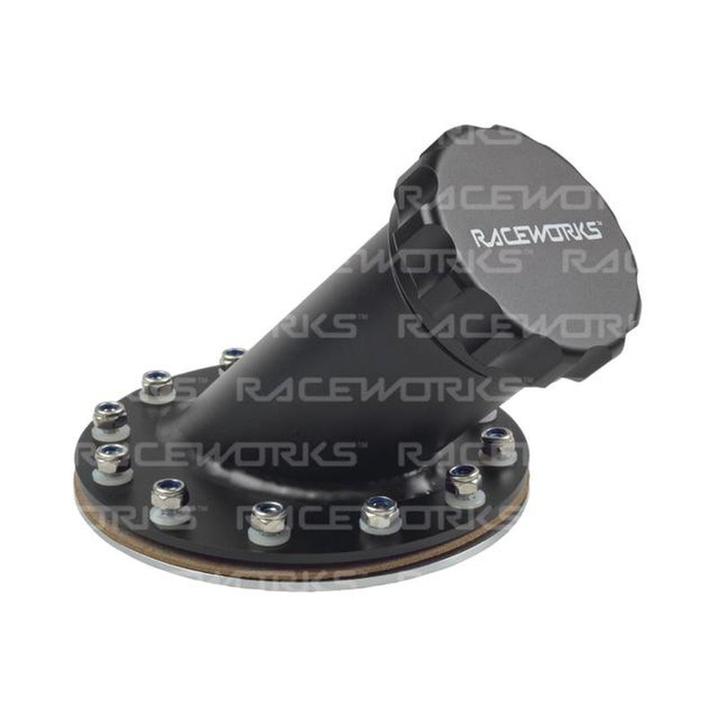 Raceworks Black Billet Aluminium Fuel Cell Cap 45 Degrees
