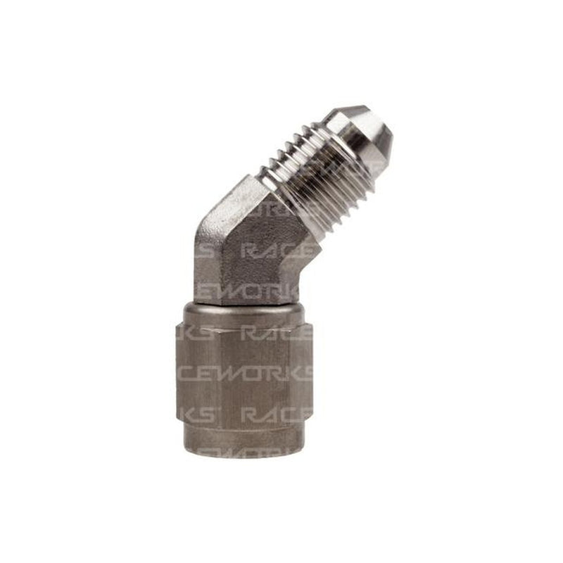 Raceworks Female To Male Swivel Elbow An-3 45 Deg