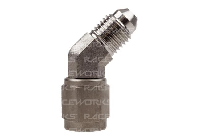 Raceworks Female To Male Swivel Elbow An-4 45 Deg