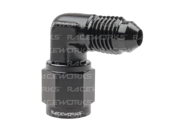Raceworks Female To Male Swivel Elbow An-4 90 Deg