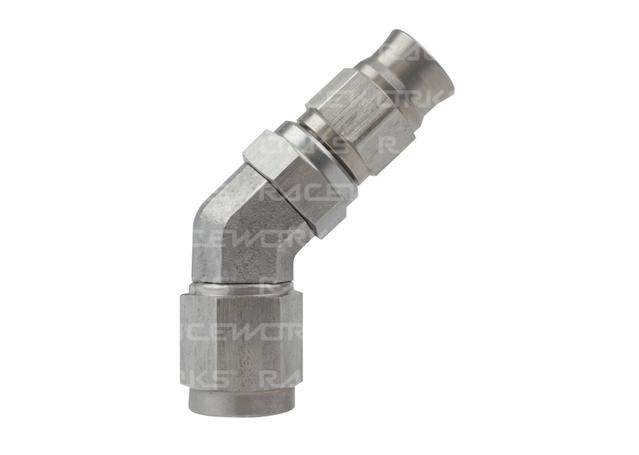 Raceworks Teflon Hose Fitting An-3 45 Deg Stainless Steel