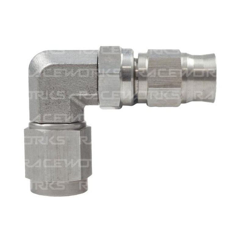Raceworks Teflon Hose Fitting An-4 90 Deg Stainless Steel