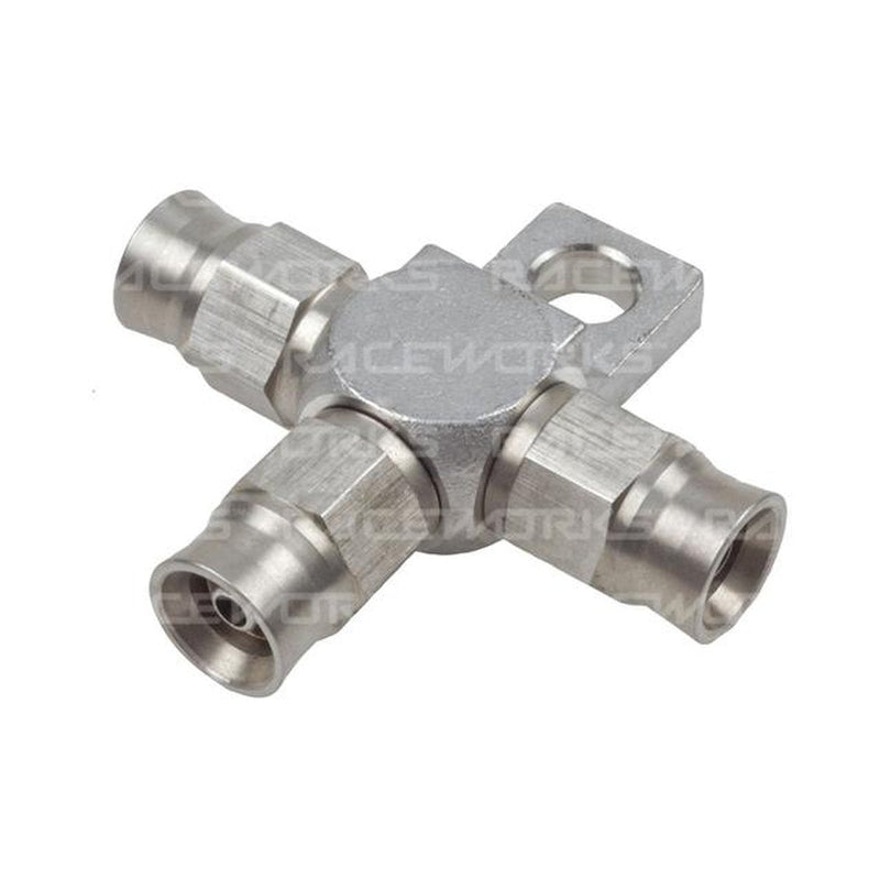 Raceworks An-3 Teflon Hose End Tee With Bracket Stainless