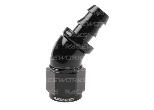 Raceworks Push Lok Hose Fitting An-8 45 Deg