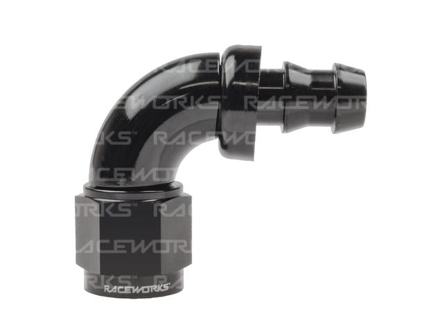 Raceworks Push Lok Hose Fitting An-4 90 Deg