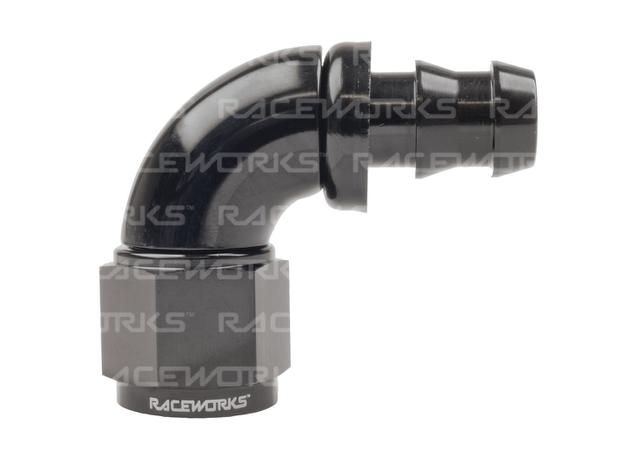 Raceworks Push Lok Hose Fitting An-8 90 Deg
