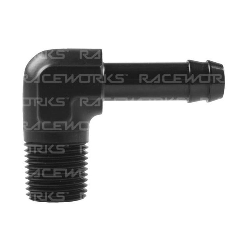 Raceworks Male Npt 1/2 To 1/2 Barb 90Deg