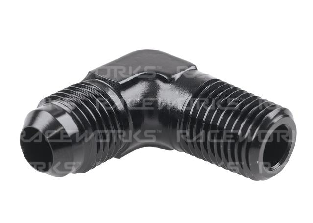 Raceworks An-8 Male Flare To Npt 3/8" 90 Deg
