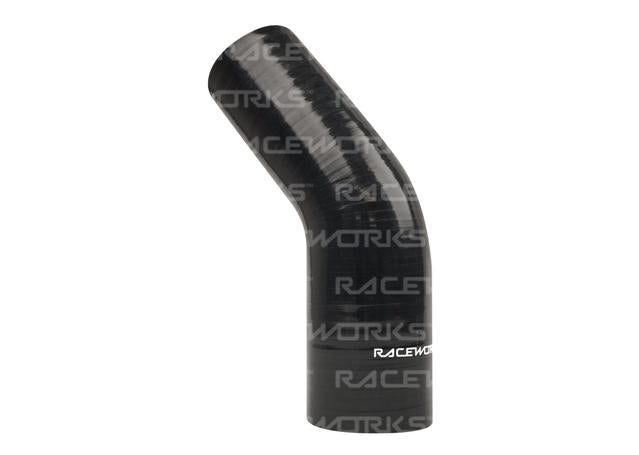 Raceworks Silicone 45 Reducer Elbow 3-4" (76-102mm) Black