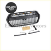 Black honeycomb-patterned truck grille with integrated led lights and mounting hardware for transit custom 2022-2025