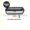 Black honeycomb-patterned racing grill with amber led lights for rugged transit custom 2022-2025 styling