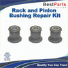 Three identical dark gray rubber bushings with metallic rings for rack and pinion repair kit ford bronco sport 2020-2022
