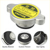 Silver metallic radiator cap with yellow and black caution label for toyota tacoma 2005-2023