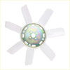 White plastic radiator cooling fan blade with metallic iridescent center hub and six mounting holes for nissan datsun 720 ute