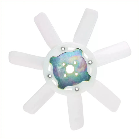 White plastic radiator cooling fan blade with metallic iridescent center hub for Nissan Navara d21 Pathfinder wd21 z24i