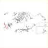 Red arrow pointing to water pump impeller on radiator cooling fan for nissan navara pathfinder 1986-1989