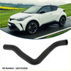 Black rubber curved radiator hose with oem 16571f2030 for toyota c-hr 2018 shown from the back side