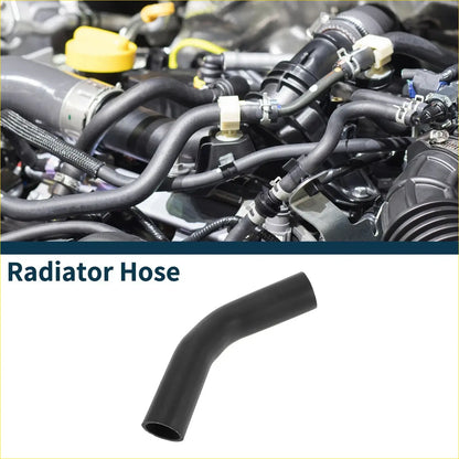 Black rubber radiator hose with curved design for Toyota Crown 25L 2003-2006 seen from back side