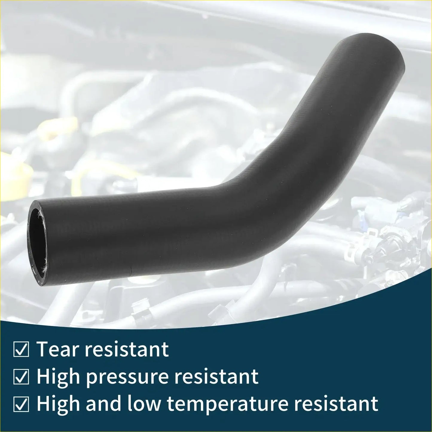 Black rubber radiator hose for toyota crown 2.5l 2003-2006 with smooth flexible curve and reinforced ends