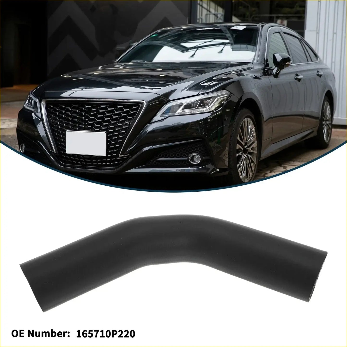 Black rubber radiator hose with curved design and oem 165710p220 for toyota crown 25l 2003-2006
