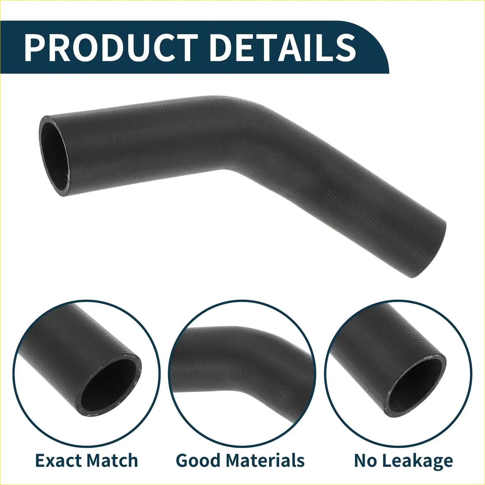 Black rubber radiator hose with smooth flexible texture and 90-degree bend for Toyota Crown 3.0L Royal Saloon 2005
