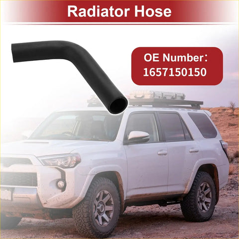 Black rubber radiator hose with curved design for toyota land cruiser v8 4.7l 1998-2007 shown from back side