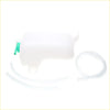 White plastic radiator overflow tank with green cap and clear tubing for nissan d21 navara ute 1986-1997