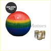 Rainbow gear shift knob ball made of glossy plastic with rainbow colors and matching metallic threaded inserts