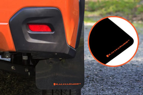 Rally Armor Rally Armor 13-17 Subaru Crosstrek XV Black Mud Flap w/Orange Logo — fits Subaru Xv