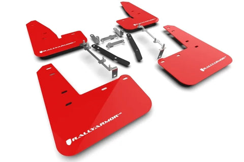 Rally Armor Rally Armor 23-24 Toyota GR Corolla Red UR Mud Flap w/White Logo — fits Toyota Corolla
