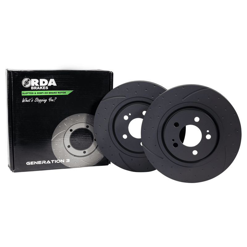 RDA Slotted And Dimpled Brake Rotor Pair 326mm Front