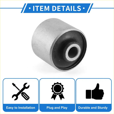 Rear arm bushing for toyota land cruiser 100 with silver metal body and black rubber insert shown from back side