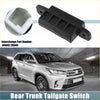 Black plastic rear boot tailgate switch with wiring connector for Toyota Land Cruiser 2008-2021 shown from back side