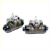 Pair of black and metallic gray rear brake master cylinders with threaded fittings for mitsubishi minicab town box 1999-2009